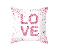 Lieson Housse de Coussin 40x40, Housses de Coussin Canape Rose Coussin Décoratif Love avec Motif Coeur Rose, Polyester