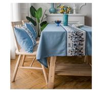 Lieson Nappe Rectangulaire Anti Tache Coton Lin, Nappe Moderne Lavable Motif Jacquard Petite Pierres Nappe pour Mariage, Anniversaire, Fête, Décoration De Banquets Bleu, 100 x 160 CM