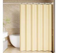 Lieson Rideaux Douche 120x180CM, Rideau Douche Tissu Lavable Anti Moisissure Imperméable Polyester Couleur Uni Rideau de Salle de Bain avec Crochets, Beige Jaune