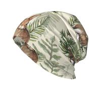 Lièvre derrière Une Feuille,Bonnet tricoté en Polyester avec tête de Mort, Cagoule, Bonnet Ample, Chapeau de Course
