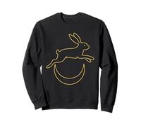 Lièvre sautant au-Dessus du Croissant de Nuit Minimaliste Art Design Sweatshirt