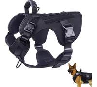 Lièvre Tactique pour Grands Chiens O Pull Adjustable Pet Haress Reflective Workig Traiig Easy Cotrol Pet Gilet Military Service Dog Haresses avec Hadle & Metal Buckle, Black, L