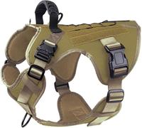 Lièvre Tactique pour Grands Chiens O Pull Adjustable Pet Haress Reflective Workig Traiig Easy Cotrol Pet Gilet Military Service Dog Haresses avec Hadle & Metal Buckle, Khaki, M