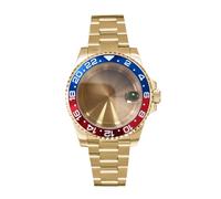 LIEWEI Boutique Shop UK Boîtier en Acier Inoxydable plaqué Or PVD avec Bracelet, loupe Saphir de 40 mm for Mouvement NH35/NH36(Red Blue)