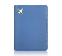 LIEWEI Boutique Shop UK Étui de Passeport Voyage en Cuir PU épais avec estampage doré, Porte-Documents, Portefeuille for d'avion Étui pour Passeport(Blauw)