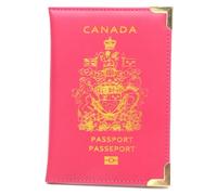 LIEWEI Boutique Shop UK Étui for Passeport Canadien, Pied en cuivre, Coin métal, Livre de, Couverture Voyage Mince, Porte-Billets Cuir, Sac Étui pour Passeport(Rose Red)