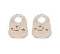 Liewood Bavoir en silicone Tilda Lot de 2 Safari sandy mix
