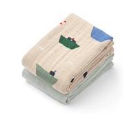 Liewood Couverture en mousseline Lewis Lot de 2 65x65 cm Sailing-dove blue mix