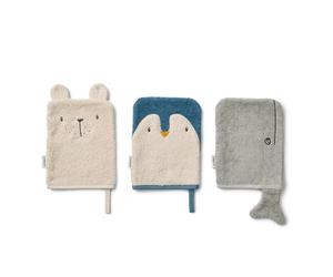 Liewood - Lot de 3 gants de bain Sylvester - Arctic Sea / Ocean view