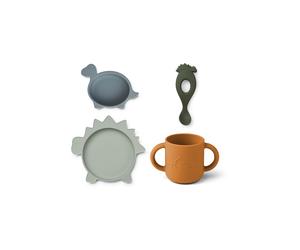 Liewood Service de vaisselle 'Vivi' bleu / cognac / gris / vert foncé, Taille One Size