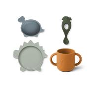 Liewood Set de vaisselle en silicone Vivi 4 pièces Dino blue multi mix