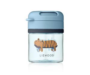 Liewood Tasse avec paille Pavia Fun-beach blue. 28 cl
