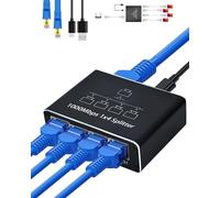 LIEZHUA Répartiteur Ethernet 1 vers 4, 1000 Mbps haute vitesse Ethernet avec câble LAN Cat 6 [4 appareils réseau simultané], extension de réseau LAN Gigabit RJ45 pour câble Cat8/7/6/5e/5