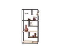 LIFA LIVING Bibliothèque Étagère Rangement Noir, Armoire Ouverte en Métal et Bois MDF, Grande Étagère Rangement Style Industriel, 82 x 34 x 175 cm