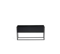 LIFA LIVING Jardinière Basse Noir, Pot de Fleur Moderne Intérieur, Support de Plante Salon, 80x20x40cm, Métal