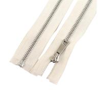 LIFABOLA Lot de 5 Fermetures éclair Simples à Dents argentées Gris foncé/Gris Clair/Beige, Fermetures à glissière légères en métal 5# for la réparation de Vestes(Beige,50cm)