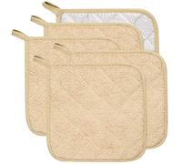 Lifaith 100% Coton de Cuisine Quotidien de Terry Support de Pot résistant à la Chaleur Dessous Manique pour Cuisine et pâtisserie Lot de 5 Beige