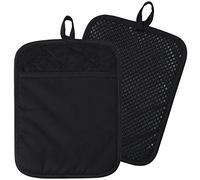 Lifaith Lot de 2 maniques 100 % coton avec silicone résistant à la chaleur pour la cuisine et la pâtisserie Noir