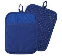 Lifaith Lot de 2 maniques 100 % coton avec silicone résistant à la chaleur pour la cuisine et la pâtisserie Bleu