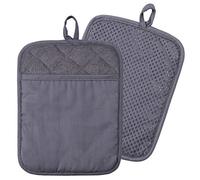 Lifaith Lot de 2 maniques 100 % coton avec silicone résistant à la chaleur pour la cuisine et la pâtisserie Gris