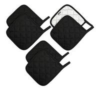 Lifaith Lot de 6 maniques de cuisine en coton de 17,8 cm, coussinets chauds résistants à la chaleur pour la cuisine et la pâtisserie, noir