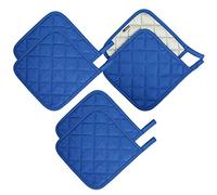 Lifaith Lot de 6 maniques de cuisine en coton de 17,8 cm, coussinets chauds résistants à la chaleur pour la cuisine et la pâtisserie, bleu foncé