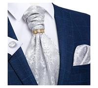 LiFBeauTiFul Luxe or rayé noir cravate cravates for hommes Vintage Ascot cravate Polyester soie cou cravate cravate cravate anneau cadeau for hommes home (Color : ASC-2036-03)