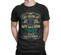 Life Begins at 18 Mens T-Shirt Born in 2002 Year of Legends 18Th Birthday Gift Manches Courtes(X-Large)
