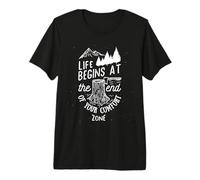 Life Begins Comfort Zone Design avec Citation de Motivation T-Shirt Haut de Gamme