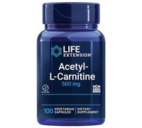Life Extension, Acetyl-L-Carnitin, 500mg, avec Vitamine C, Hautement Dosé, 100 Capsules végétaliennes, Sans Gluten, Végétarien, Sans Soja, Sans OGM