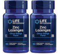 Life Extension, Zinc Lozenges (Comprimés à Sucer au Zinc), au Goût d'Agrumes et d'Orange, 60 Comprimés à Sucer végétaliens, Sans Gluten, Végétarien, Sans Soja, Sans OGM (Lot de 2)