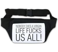 Life F*CKS Us All! Sac banane avec slogan humoristique Blanc