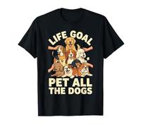Life Goal Pet All The Dogs Cartoon Funny Dog Lover T-Shirt