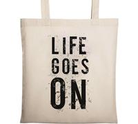 Life Goes On Sac fourre-tout en coton naturel écologique délavé Beige