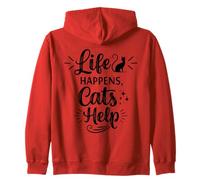 Life Happens Cats Help - Funny Cat Lover Cat Moms Cat Dads Sweat à Capuche