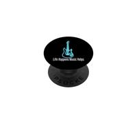 Life Happens Music Helps Electric Guitar Outline PopSockets PopGrip Adhésif