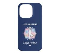 Life Happens Yoga et méditation contribuent au Bien-être | Lotus Pose 4 Coque pour iPhone 14 Pro