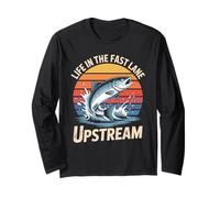 Life in the fast lane upstream Retro Fisherman Mens Saumon Manche Longue