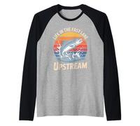 Life in the fast lane upstream Retro Fisherman Mens Saumon Manche Raglan