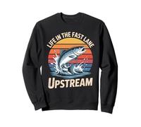Life in the fast lane upstream Retro Fisherman Mens Saumon Sweatshirt