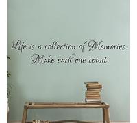 Life is A Collection Memories Make Each One Count Sticker mural en vinyle pour salon, chambre à coucher, famille Noir 140 cm de large x 30 cm de haut