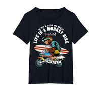 Life is a Monkey Bike Surfing Ape Edition T-Shirt, Femme Grandes Tailles, Noir, 5X