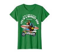 Life is a Monkey Bike Surfing Ape Edition T-Shirt, Femme, Vert Kelly, XS