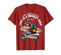 Life is a Monkey Bike Surfing Ape Edition T-Shirt, Homme, Canneberge, XXL