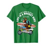 Life is a Monkey Bike Surfing Ape Edition T-Shirt, Homme, Vert Kelly, XXL