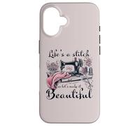 Life is A Stitch Make It Beautiful Quilter Quilting Sewing Coque pour iPhone 16