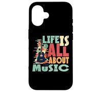 Life is All About The Music Design Guitare rétro Coque pour iPhone 16