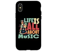 Life is All About The Music Design Guitare rétro Coque pour iPhone X/XS
