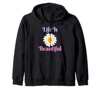 Life is Beautiful Art Graphique Floral bohème Tendance Sweat à Capuche
