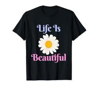 Life is Beautiful Art Graphique Floral bohème Tendance T-Shirt